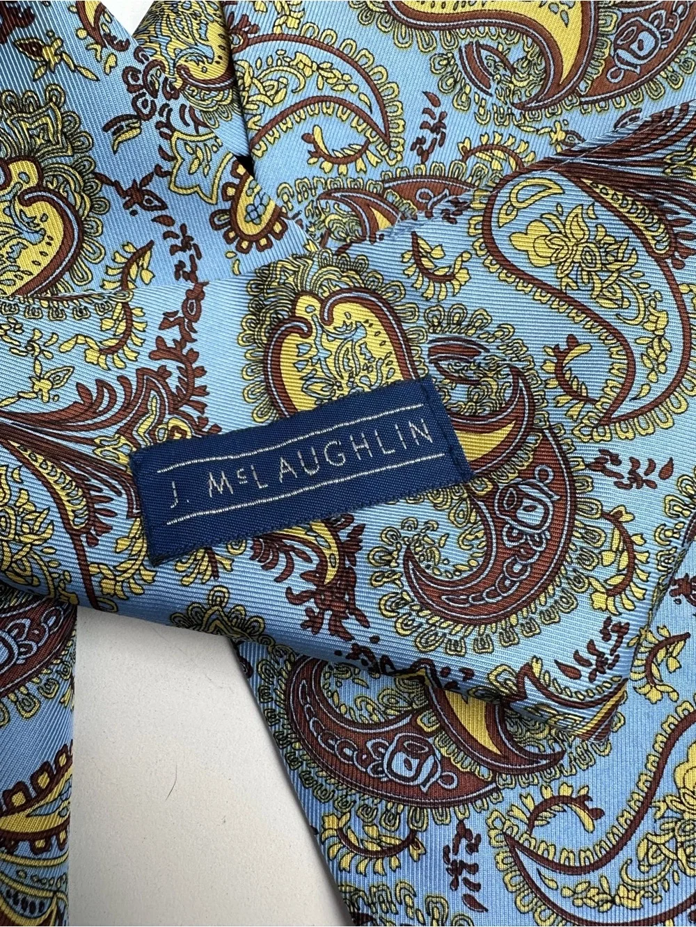 J. McLaughlin Blue Paisley Silk Scarf